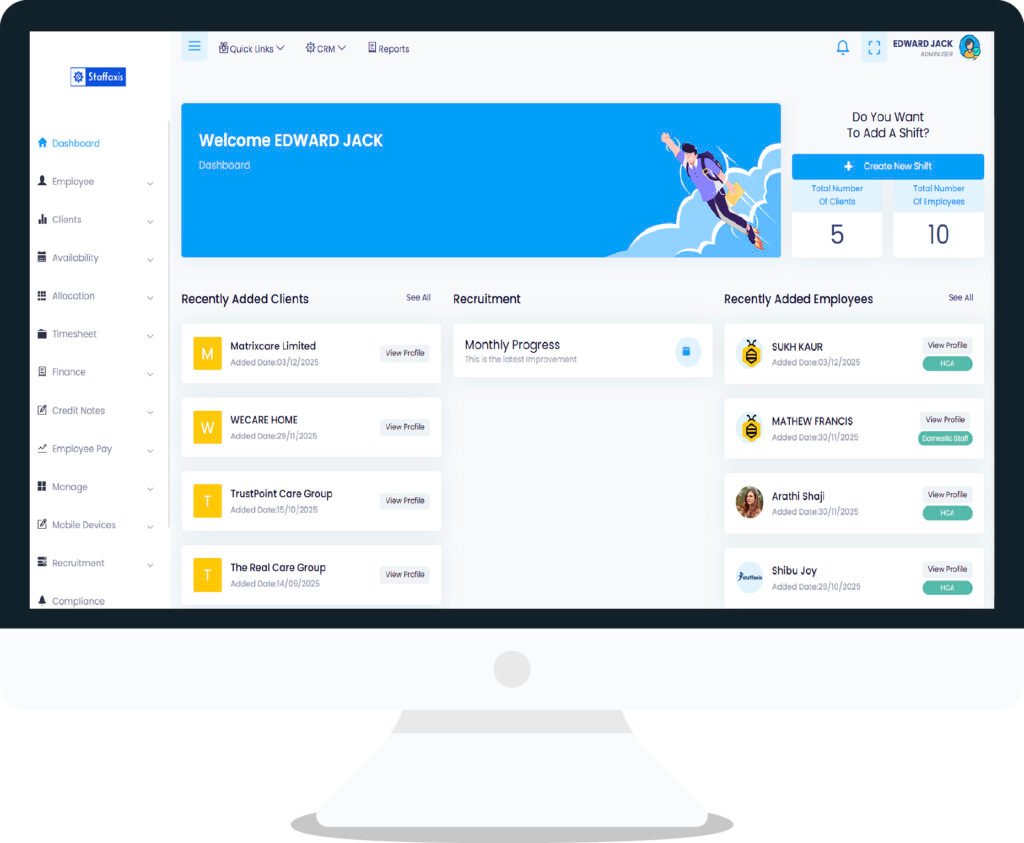StaffAxis healthcare staffing software dashboard